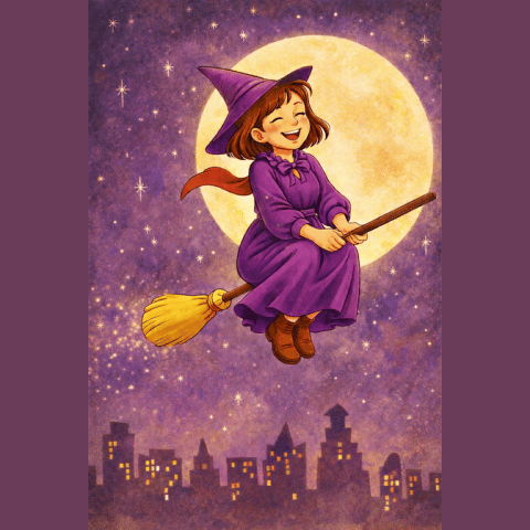 箒で空を飛ぶ昭和魔女シーンづくり