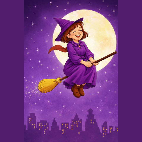箒で空を飛ぶ昭和魔女シーンづくり